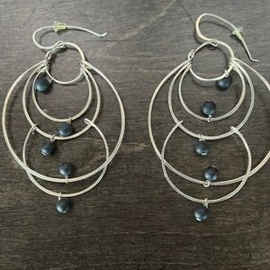 Silver and Black Five Circle earrings